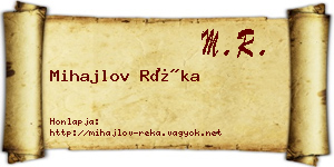 Mihajlov Réka névjegykártya